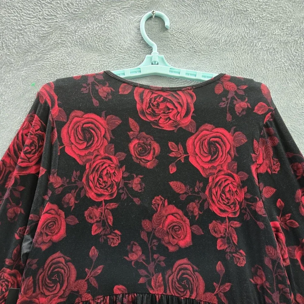 Torrid‎ Women Blouse 1X (14-16) Black Floral Babydoll Romantic NWT